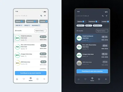 Architable: Light/dark mode app design mobile ui user experience