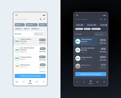 Architable: Light/dark mode app design mobile ui user experience