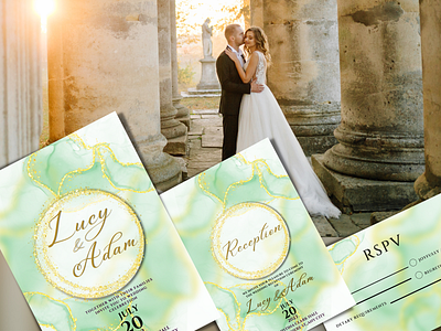 Elegant Wedding Invitation Set editable design graphic design illustration photoshop template template design