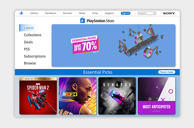 PlayStation Store redesign app design playstation ps5 redesign sony store ui ux webdesign webstore