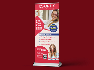 XOOPTIX VISION CARE ROLL UP BANNER OR TRADE BANNER DESIGN banner design graphic design new mordren banner new roll up banner new trade banner new trade booth banner roll up banner design stand banner design