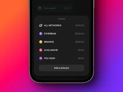 Crypto wallet app - Select network app crypto design flat minimal ui