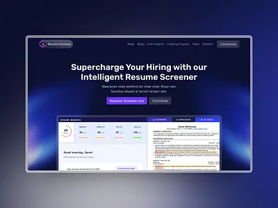 Resume screening tool Landing Page • Web Design hero section landing landing page resume tool ui ui design web design website