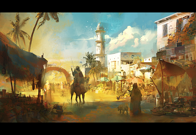 Arabian street concept art design illustration