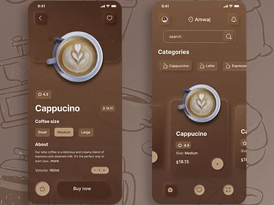 Cafe app concenpt app design figma graphic design illustration motion graphics product ui uiux ux