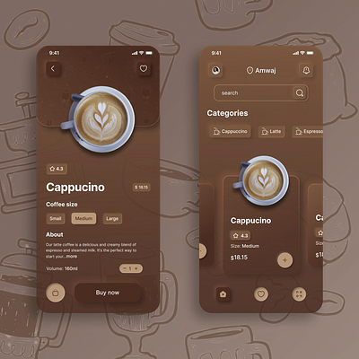 Cafe app concenpt app design figma graphic design illustration motion graphics product ui uiux ux