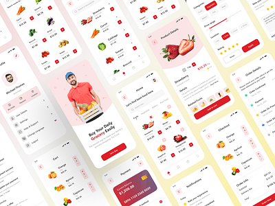 Grocery Shop Mobile App delivery app ecommerce food delivery food delivery app fruit app grocery grocery app grocery delivery grocery shop grocery shop app grocery store mobile app mobile app design mobile design ui ux vegetable app