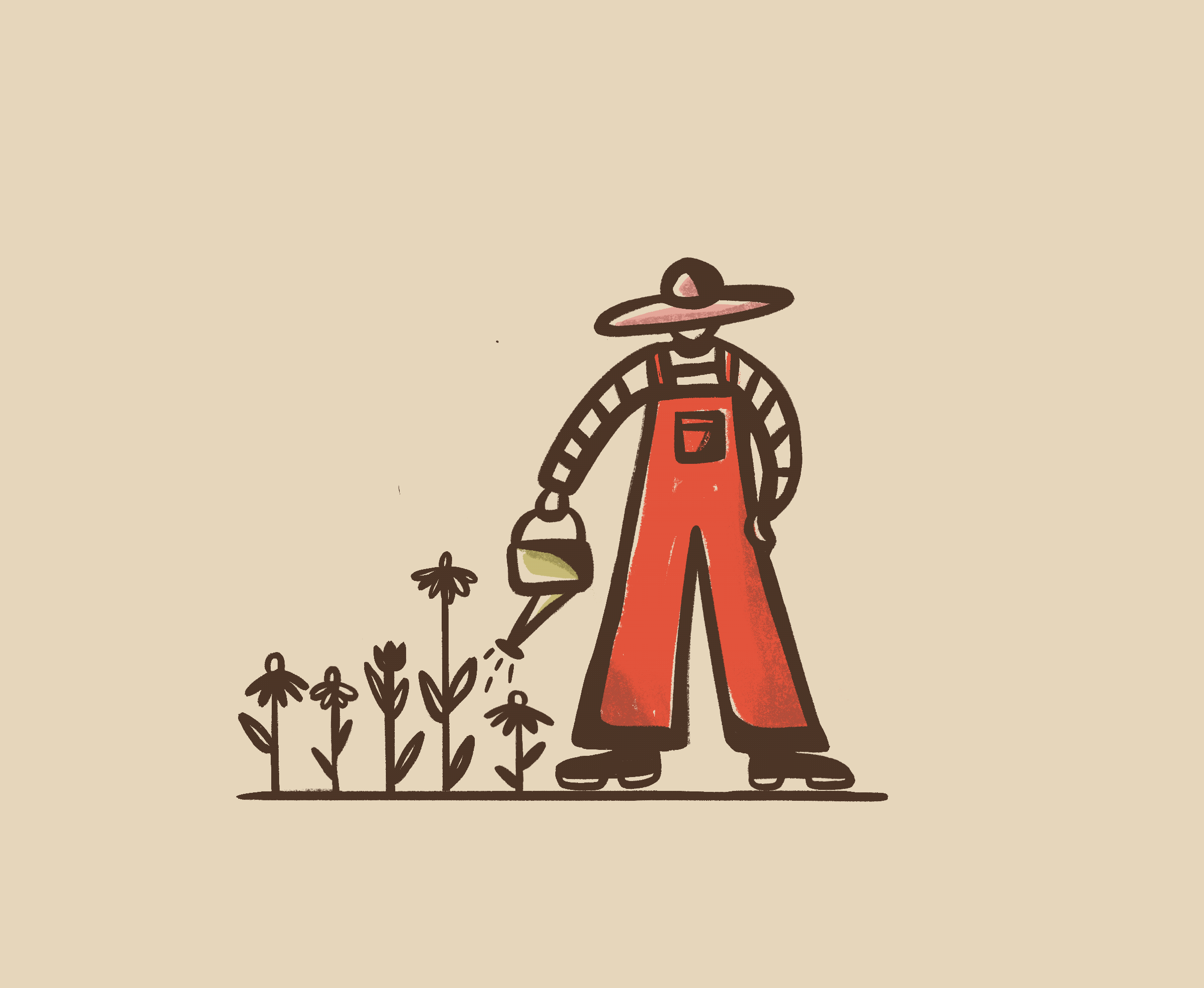 Lil' Gardner animat baggu blossom earth earthy flowers garden gardening gif greenthumnb overalls sketch animation spring summer sunhat sunshine water illustration wildflowers