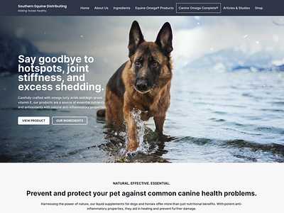 Horse and Dog Supplement Website branding dog elementor graphic design healthcare horse ux vet web design wordpress