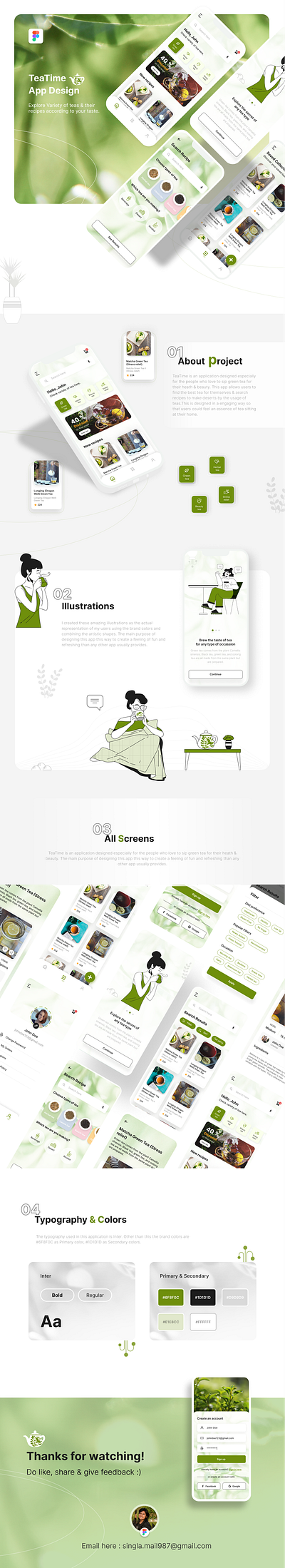 TeaTime App - UX/UI Project branding graphic design illustration mobile app presentation product project typography ui ux