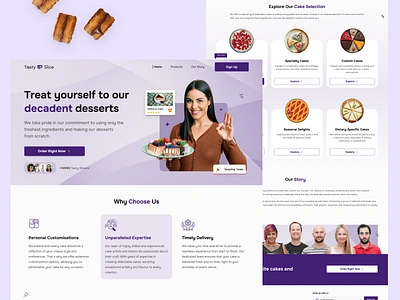 Tasty Slice - Desserts Shop Webpage branding cakesbuying cakeshop cakewebsite colours design desserts icons illustration logo onlinecakes typography ui ux webdesign webpage website