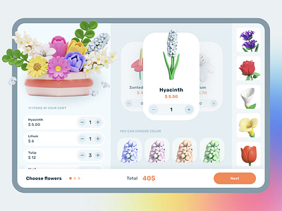 Flower shop terminal app design flower flower shop ui ux