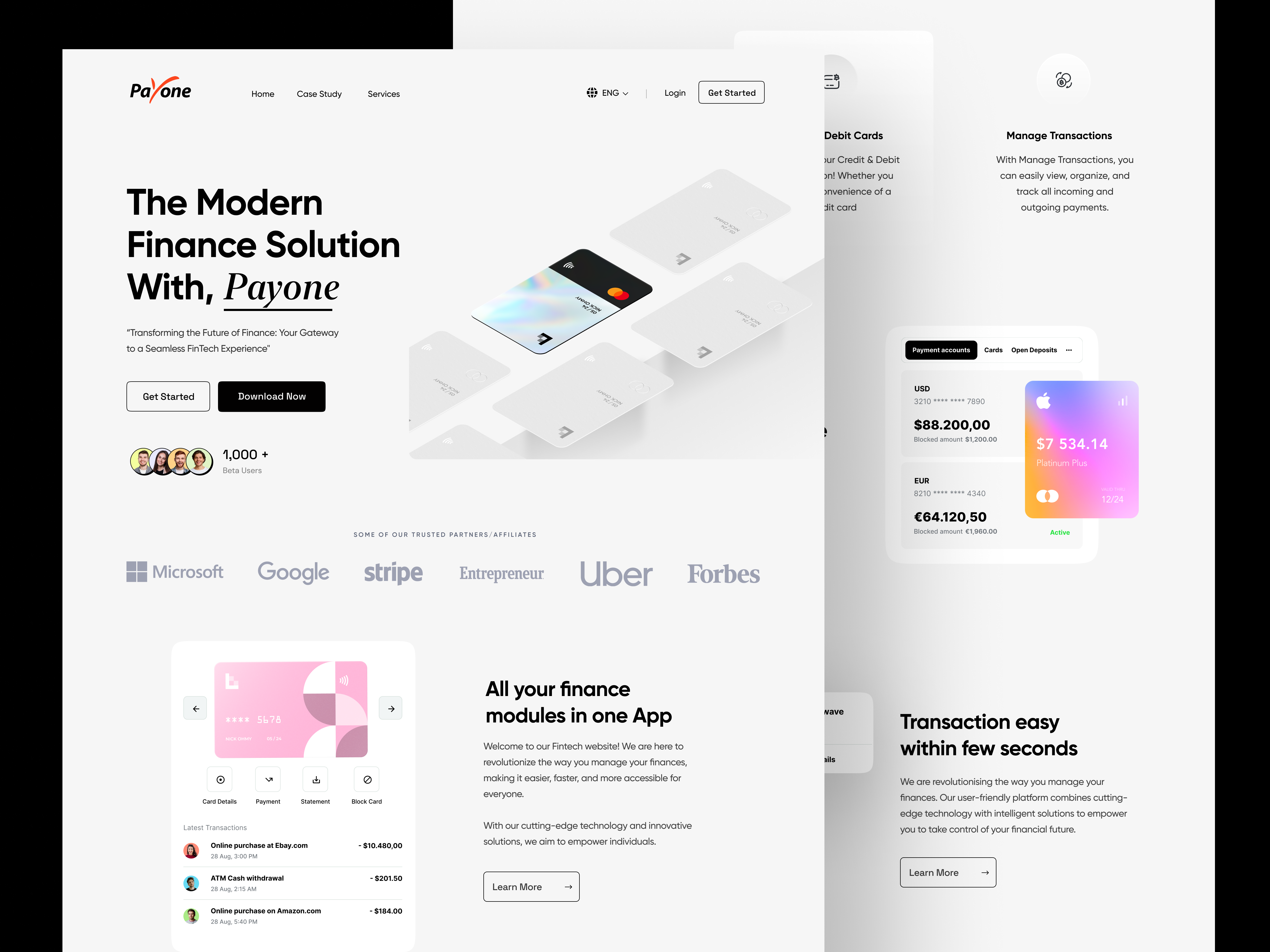 Example of Fintech Website Landing Page Design UI