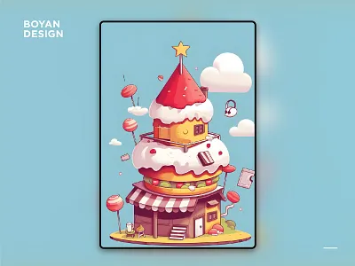 Interesting and innovative gourmet cakes made of house trendy illustration