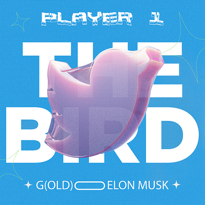 Player 1 (The Bird) Elon musk 3d 3dart adobe animation art artist blender brand branding cgi design graphic design illustration logo motion graphics render social media twitter