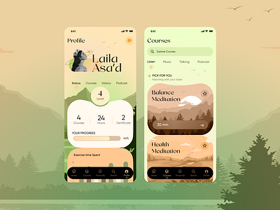 Meditation App app art design graphic design ui ux vector