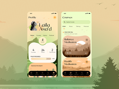 Meditation App app art design graphic design ui ux vector