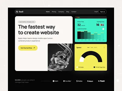 Saas Website Landing Page Design UI app dark theme dark web design interface landing page landing ux ui landingpage landings minimal mobile app saas saas landing page saas website ui uiux web design web ui webflow website