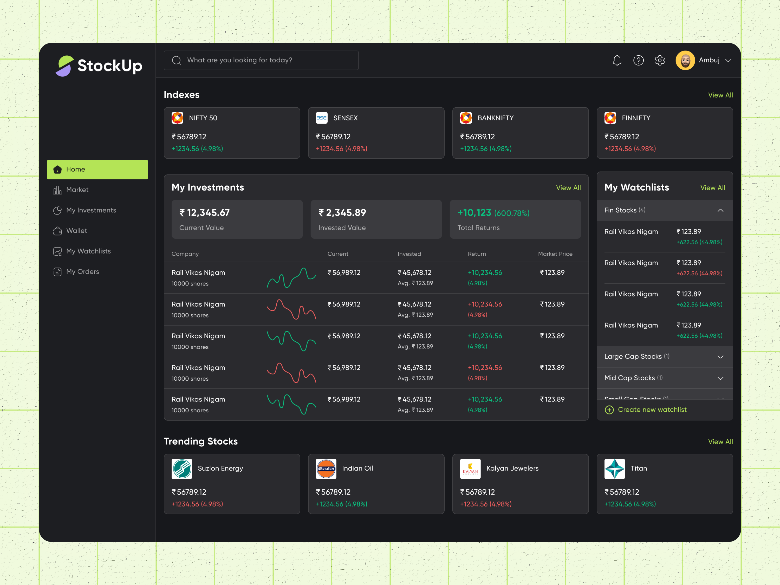 StockUp - Stock Trading Dashboard UI/UX Design by Ambuj Mishra on Dribbble