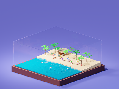 Terrarium (Beach in Box) - 3D 3d design 3ddesign design low poly terrarium
