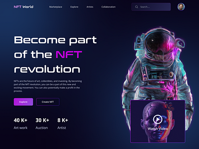 NFT Selling Website UI Design cool nft ui design digital art figma nft nft landing page nft ui nft website nft website ui design selling nft simple nft ui trendingdesign typography ui ui and ux ux web 3 design web 3 ui web design website ui