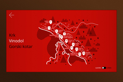 The Routes of the Frankopans castles exhibition design history mobile app multimedia red ui ux web design