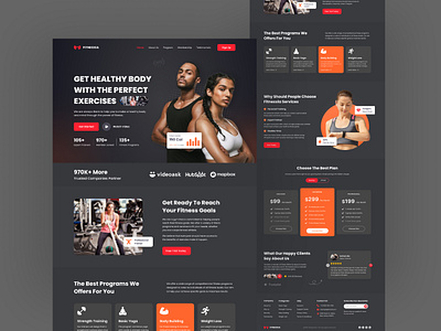 Gym Fitness Website Landing Page Design app body business dashboard figma fitness gym health landingpage sports stunning ui traninng ui ui ux web design website website design website ui workout yoga