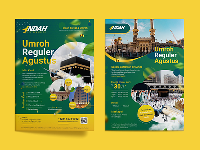 Indah Travel - Flyer / Brochure Design brochure flyer design hajj travel agent umrah umroh