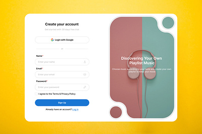 Sign Up #DailyUI dailyui music product sign up streaming ui web design