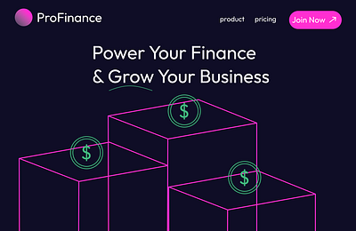 ProFinance project, Landing page Finance app animation branding des design graphic design illustration logo ui ux vector