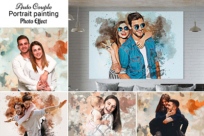 Auto Couple Portrait painting effect 3d abstract animation art branding design drawing graphic design illustration motion graphics mrikhokon photo effect photoshop photoshop action ui