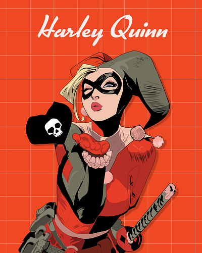 Illustration - Harley Quinn clean design comic art dc comics design graphic design harley quinn illustration vector