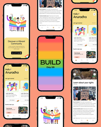 BuiLD 2.0 💊 Day 26 | App that educates about LGBTQIA+ rights 3d branding graphic design illustration logo pride product design typography ui ux