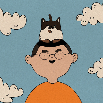 Tudor and his cat - Felix 2d artwork character design illustration portrait procreate