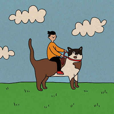 Tudor and his cat - Felix 2d artwork character design illustration portrait procreate