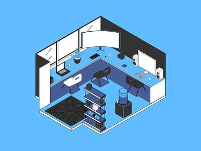 Workspace illustration design graphic design illustration isometric line office office life room ui vector workspace