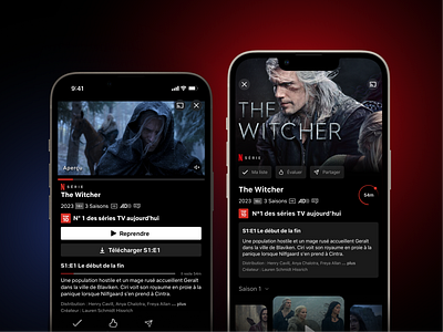 Netflix - Mobile app UI design idea 🍿 app design graphic design mobileapp mockup motion graphics movie netflix serie thewitcher ui uidesign ux witcher