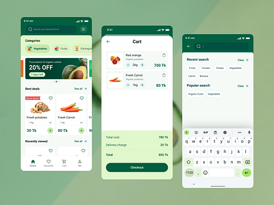 Organic Food Delivery App agriculture agriculture app agro tech android app app design app interaction design mobile mobile app online organic tech ui uidesign uiux ux