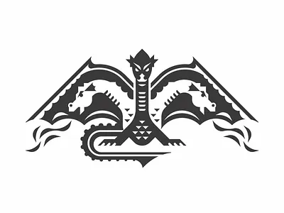 Three Headed Dragon animal beast dragon fire flame flat folklore geometric ghidorah gorynich hydra illustration logo monster mythology one color serpent snake vector zmei