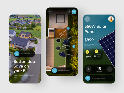 Solar Panel App app app design clean design designapp ios solar solar app solar panel solar power ui ui design uidesign uiux userinterface
