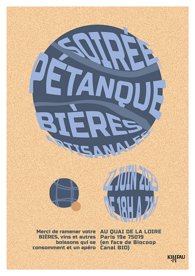 Affiche - Bringue pétanque sur Paris 2d illustration affiche beer biere chatzkim graphisme illustration june paris petanque poster summer été