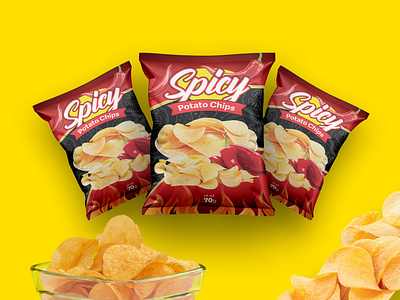 Spicy chips bag | Packaging Design | Pouch Design attractive design bag design chips chips bag design chips packet graphic design modern packaging design packet design potato chips pouch design print design snack bag design snack pouch design spicy chips spicy package design