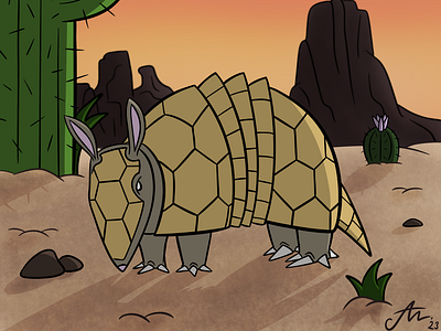 Armadillo armadillo armadillodrawing armadilloillustration art cactus cartoon cartooncharacter chatracterdesign comic desert desertbackground digitalart digitalillustration digitalpainting illustration latinamerica mexico procreate procreateart wildanimal