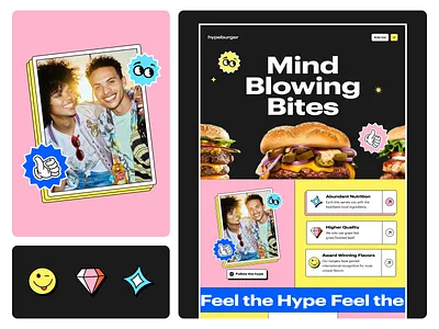 Brutalist Burger Website brutalist brutlism burger shop burgers neo brutalism playful ui ux web web design