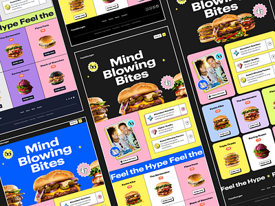 Brutalist Burger Website Exploration brutalism brutalist burger shop burgers neo brutalism playful ui ux web web design