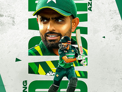 Cricket poster design babar azam banner banner design cricket cricketer crickiter poster graphic design green poster poster poster design social media post