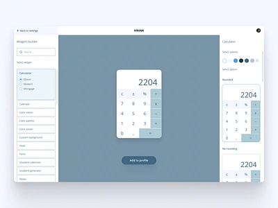 Daily UI 004 — Calculator calculator calculator design concept design custom design customise daily daily challenge daily ui editor editor design figma left panel product design right panel settings ui ui design ux ux design virink