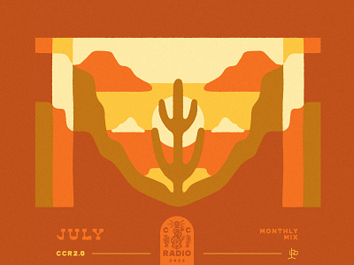 Monthly Mix: July album arizona cactus cosmic desertwave desert illustration july landscape monthly mix music art playlist cover saguaro spotify sunset western