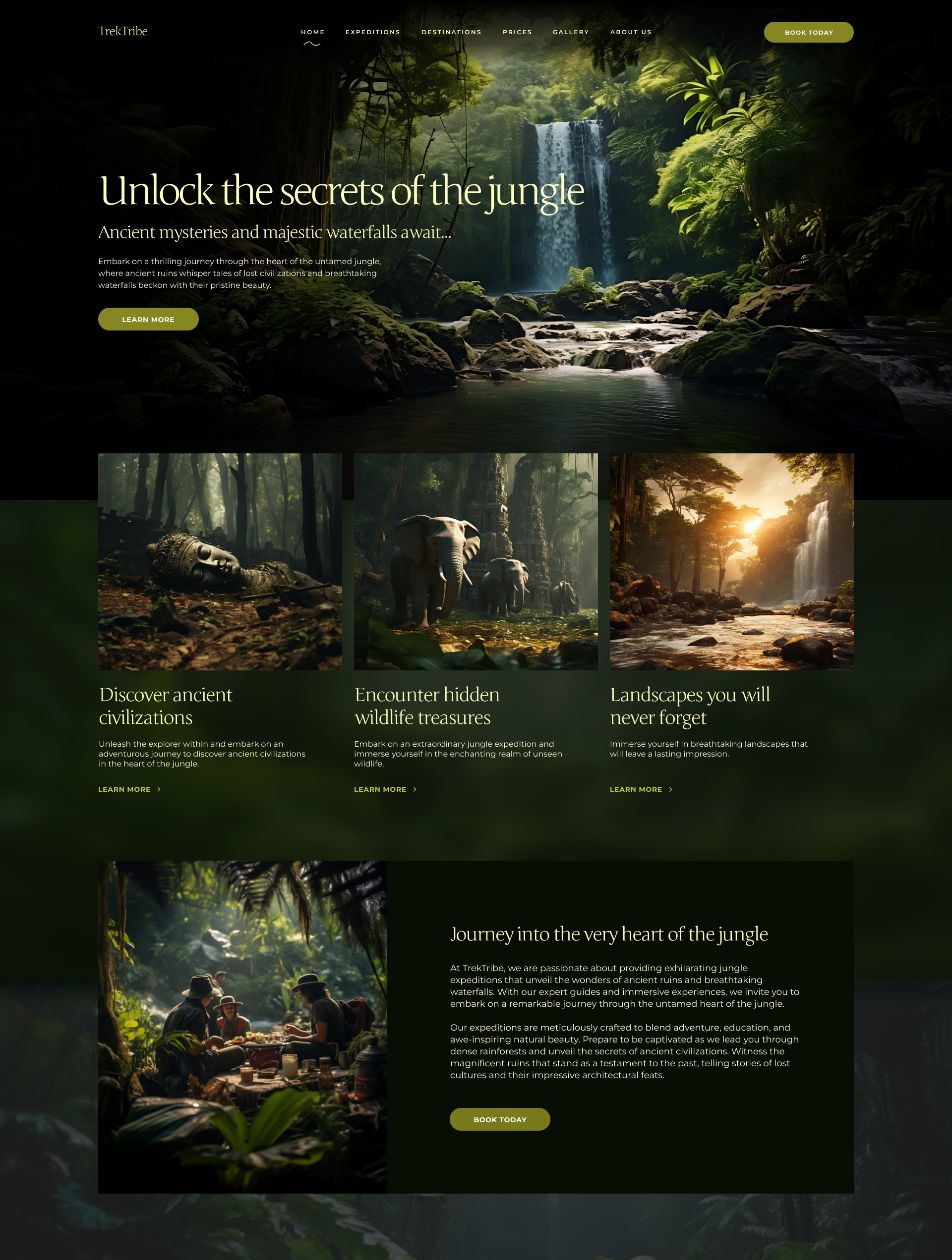 Jungle Trek Website UI design homepage jungle website landing page ui ui design ux uxui web web design website website design