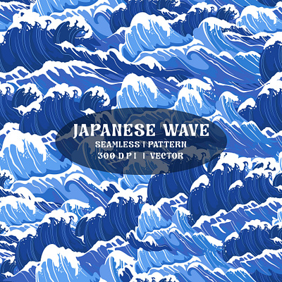 Seamless Blue Wave Background - Japanese Style 300 dpi background blue wave design fabric graphic design illustration japanese style japanese wave nature pattern printed sea seamless storm tablecloth vector wall art wallpaper wave